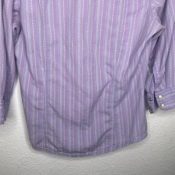 The North Face Womens 3/4 Sleeve Striped Button Down Shirt Purple Medium M - Picture 14 of 15